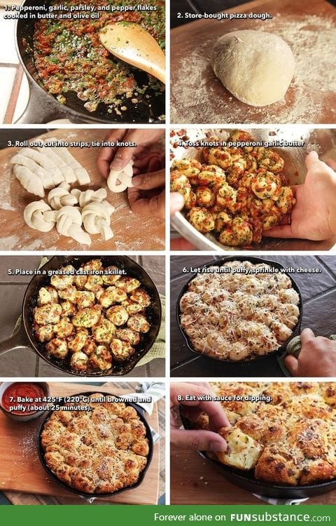 Pull-apart pepperoni garlic knots