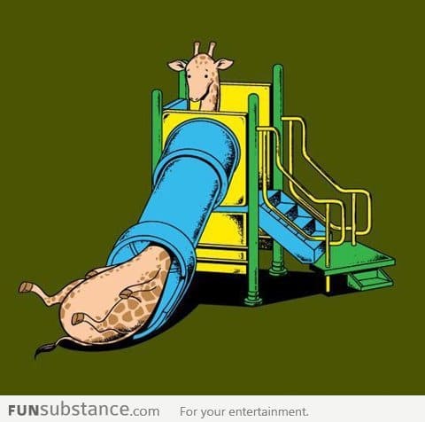 Giraffe can't play with the slide