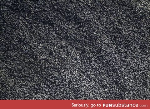 Aerial view of a tire scrapyard