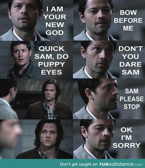 Castiel Defeated by Sammy's Puppy Eyes