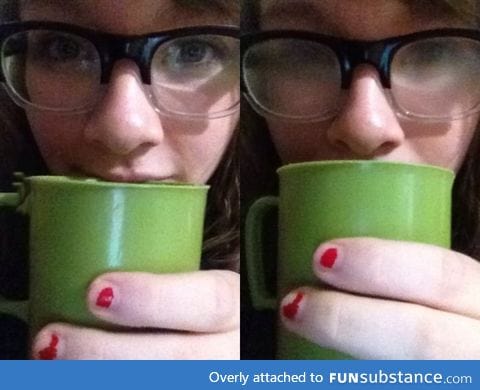 Drink coffee with glasses be like