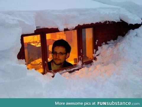 Snowden, snowed in.