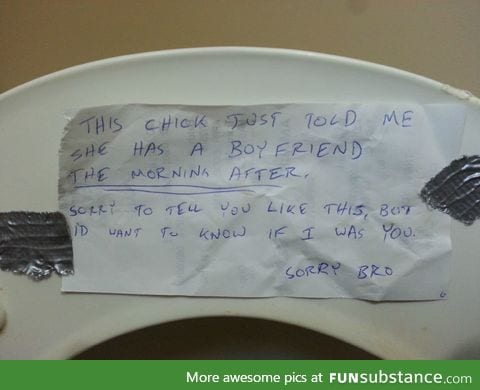 Note under toilet seat...