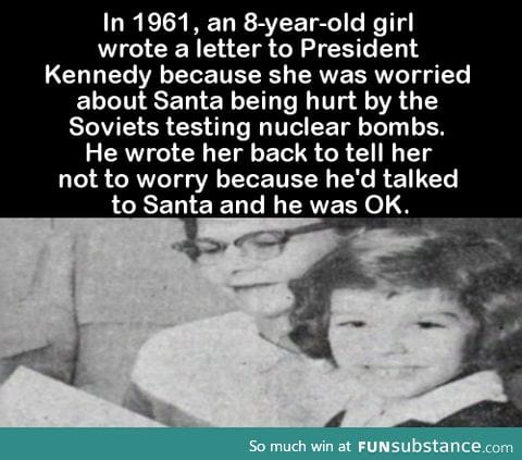 In 1961, an 8-year-old girl wrote a letter to President Kennedy because she was worried