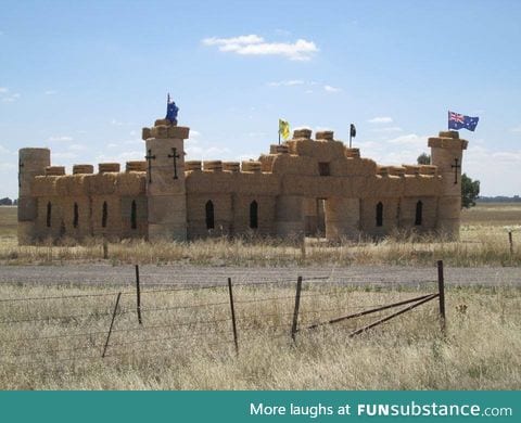 A castle made of hay bales