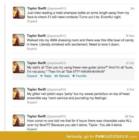 Nobody makes fun of Taylor Swift like Taylor Swift makes fun of Taylor Swift.