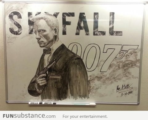 Saw this awesome James Bond on the whiteboard at my school