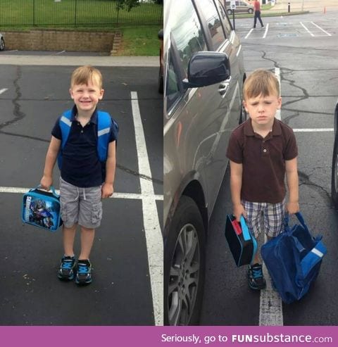 first day at school vs second day at school