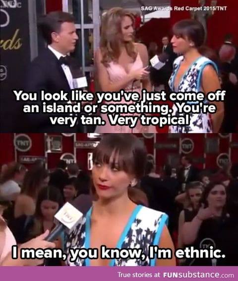 Rashida Jones responds to reporter question