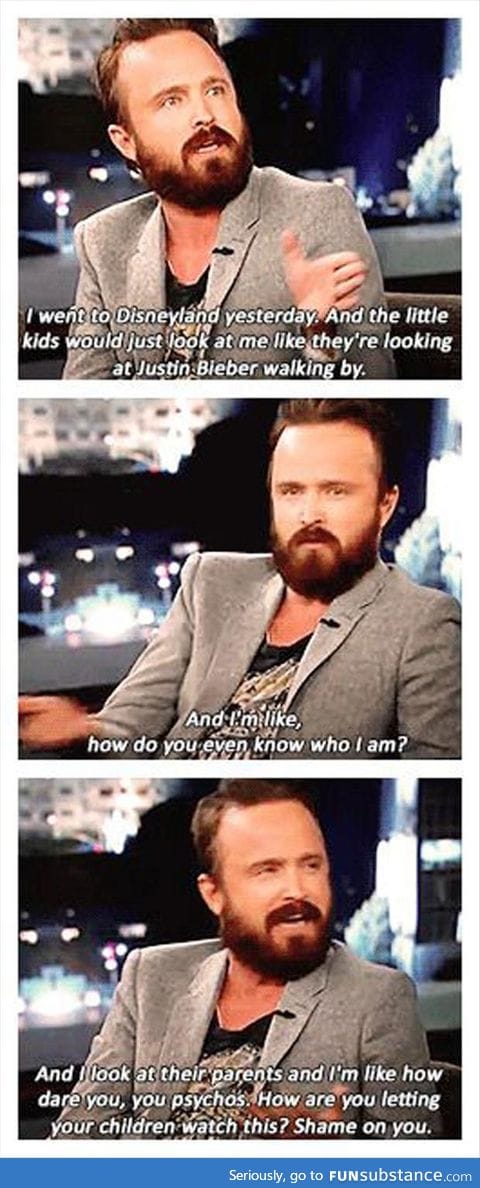 Aaron Paul on Kids watching Breaking Bad