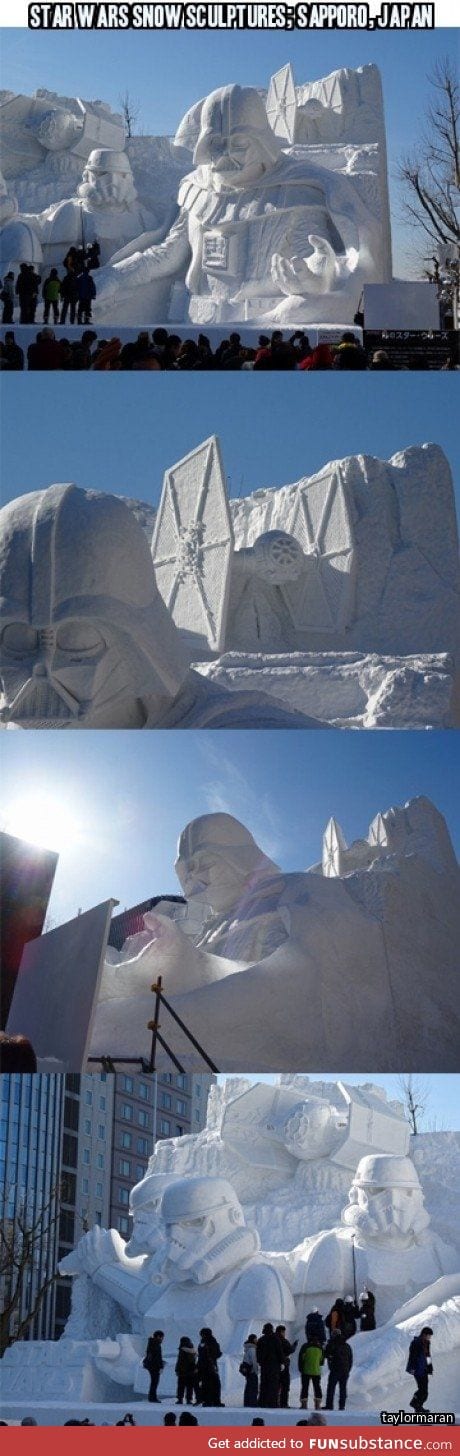 Japanese troops have built a giant Star Wars snow sculpture