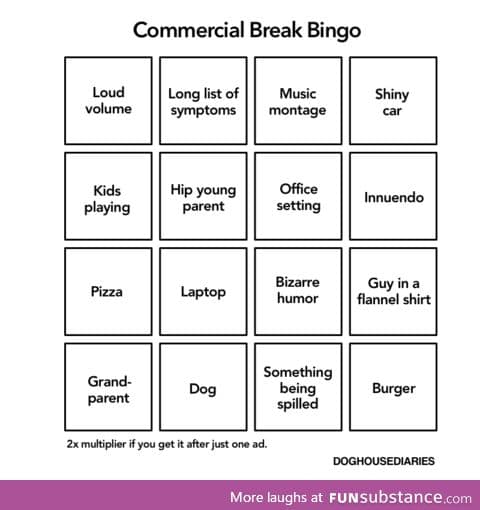 Commercial Break Bingo