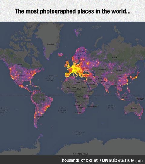 Most photographed places in the planet