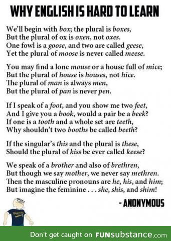 A poem representing the English language