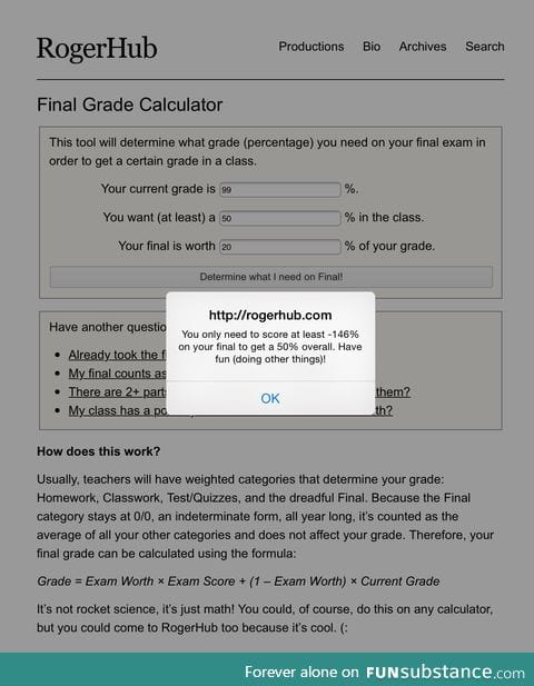 Exam day 2 tomorrow- at least I know I'm passing the course!