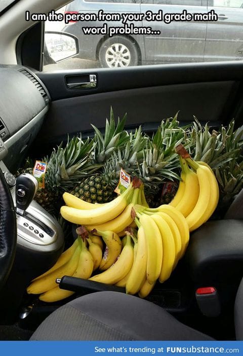 13 pineapples and 6 bunches of bananas