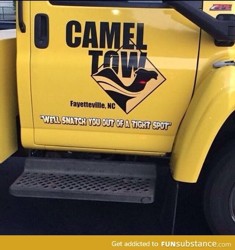 The name and motto of this towing company