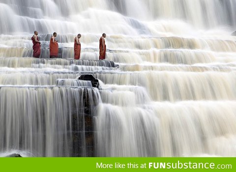 Meditating Monks at Pongour Falls