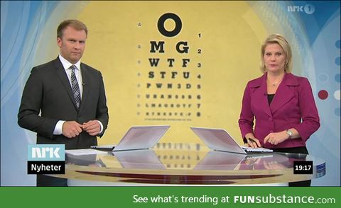 National news in Norway did a piece on eye tests. Anchors had no clue