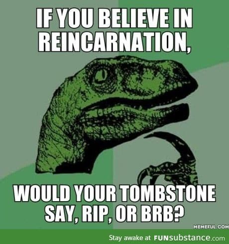 If you believe in reincarnation...