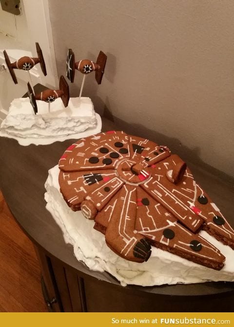 So I made a gingerbread Millennium Falcon