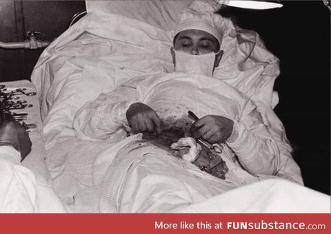 Dr. Leonid Rogozov operating himself to remove his Appendix in Antarctica (1961)