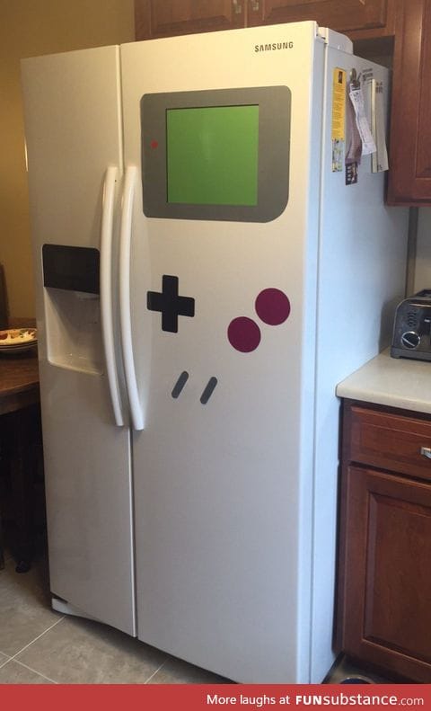 Fridge magnets that make it look like a giant game boy