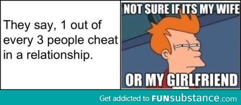 They say 1 out of every 3 people cheat in a relationship