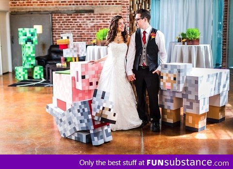 Minecraft wedding! Diamond rings and swords :) I wantttt!