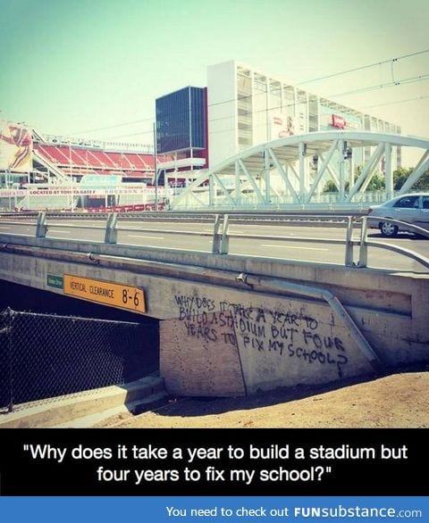 Graffiti out side of Levi stadium after its completion in 2014