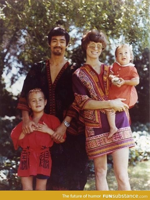 Bruce Lee and his family in the late 60s