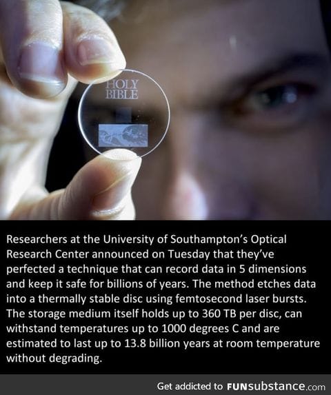 '5D' discs can store data until well after the sun burns out