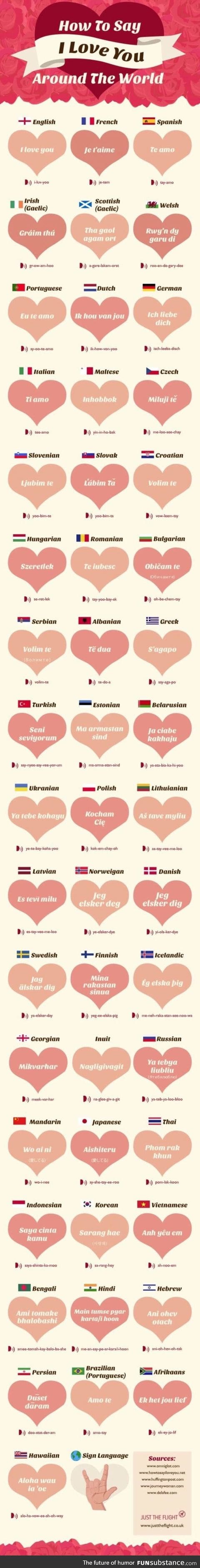 How to say I love you in different languages