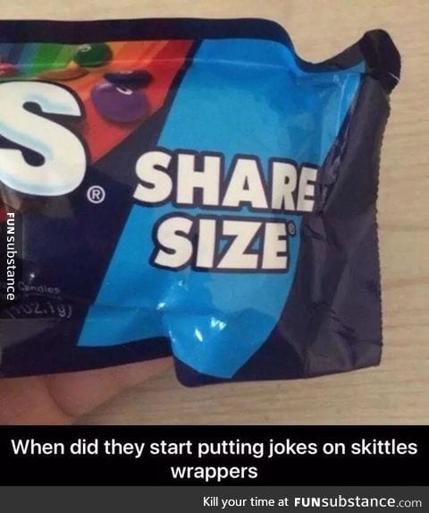 Skittles wrappers now come with a joke