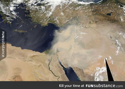 Huge Dust Storm in the Middle East Visible from Space