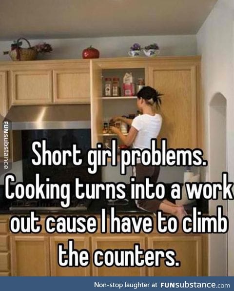 Short girl tries to cook