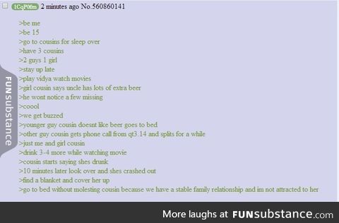 Anons cousin sleeps over