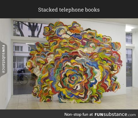 Stacked telephone books