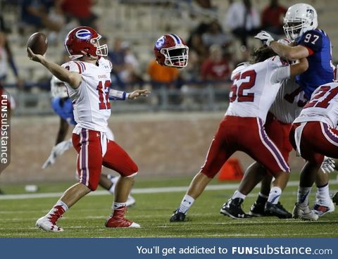 A strangely-timed football game photo