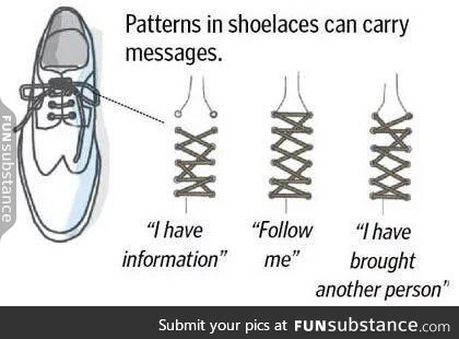 During the Cold War, CIA agents used a method of communication based on their shoelaces