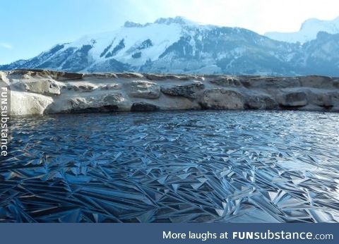 Frozen pond looks like it's having a texture glitch