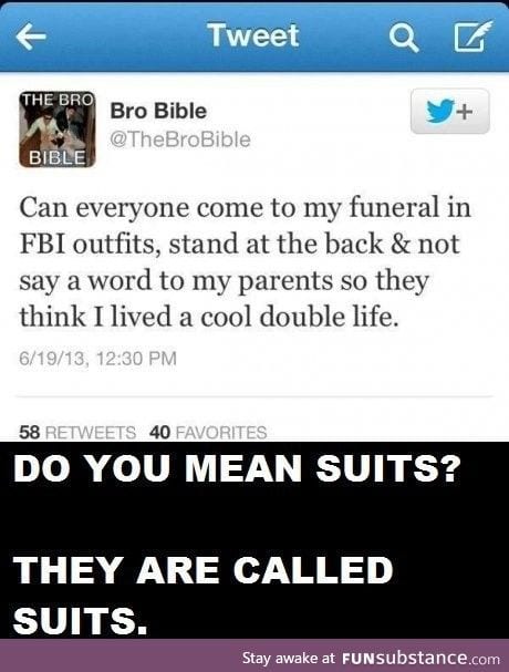 'FBI outfits'? Srsly?