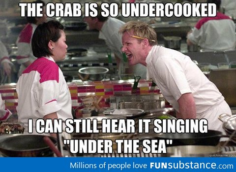 Under cooked crab