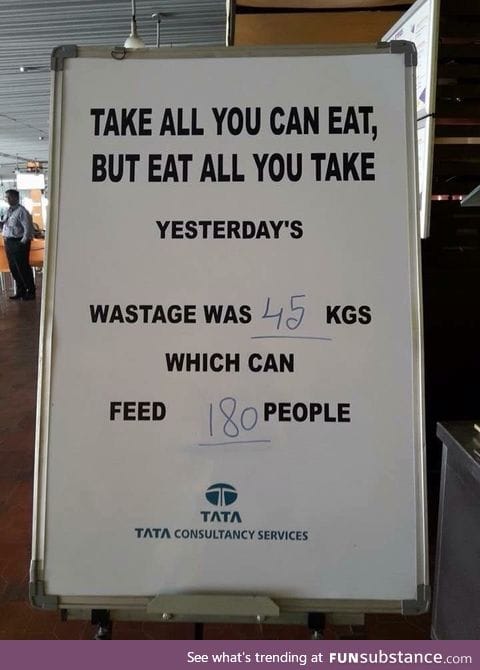 Sign at a buffet restaurant