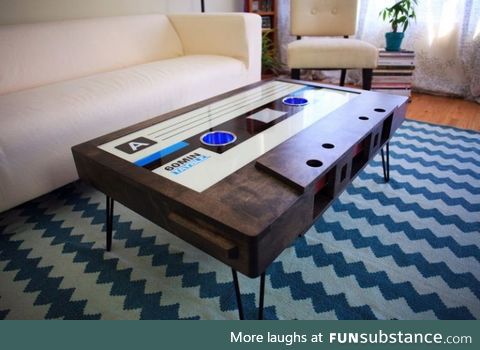 A wooden cassette table!