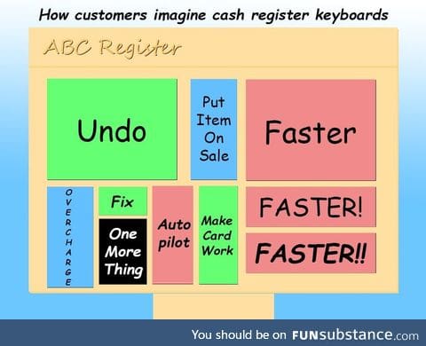 How customers imagine cash register keyboards