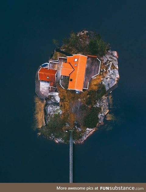 Aerial of a private island, Norway style