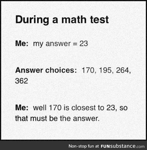 Multiple choice math test