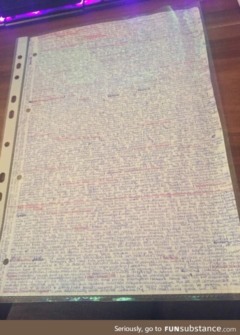 When you are only allowed to take one A4 sheet to finals