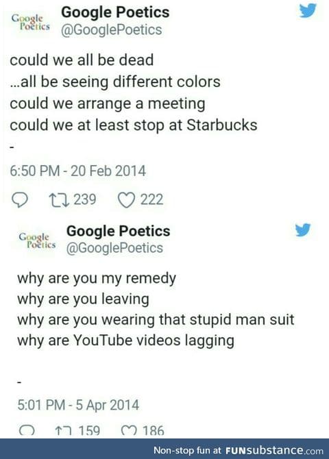 Deep poems by a bot called GooglePoetics (pt.2)